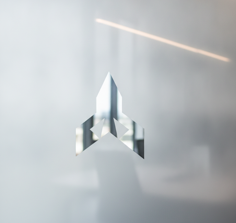 Reception branding with company logo in a Birmingham office